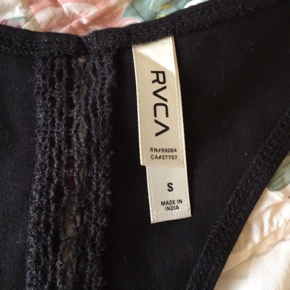 RVCA Silverleaf Summer Mini Dress with Crochet Cutouts in Black, S - Picture 9 of 10